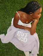 Elevated Faith Christian Jacket in lavender featuring 'BUT GOD' design for stylish expression of faith