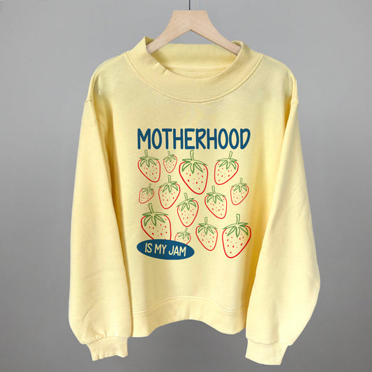 Motherhood Is My Jam Mom graphic top in Butter Yellow