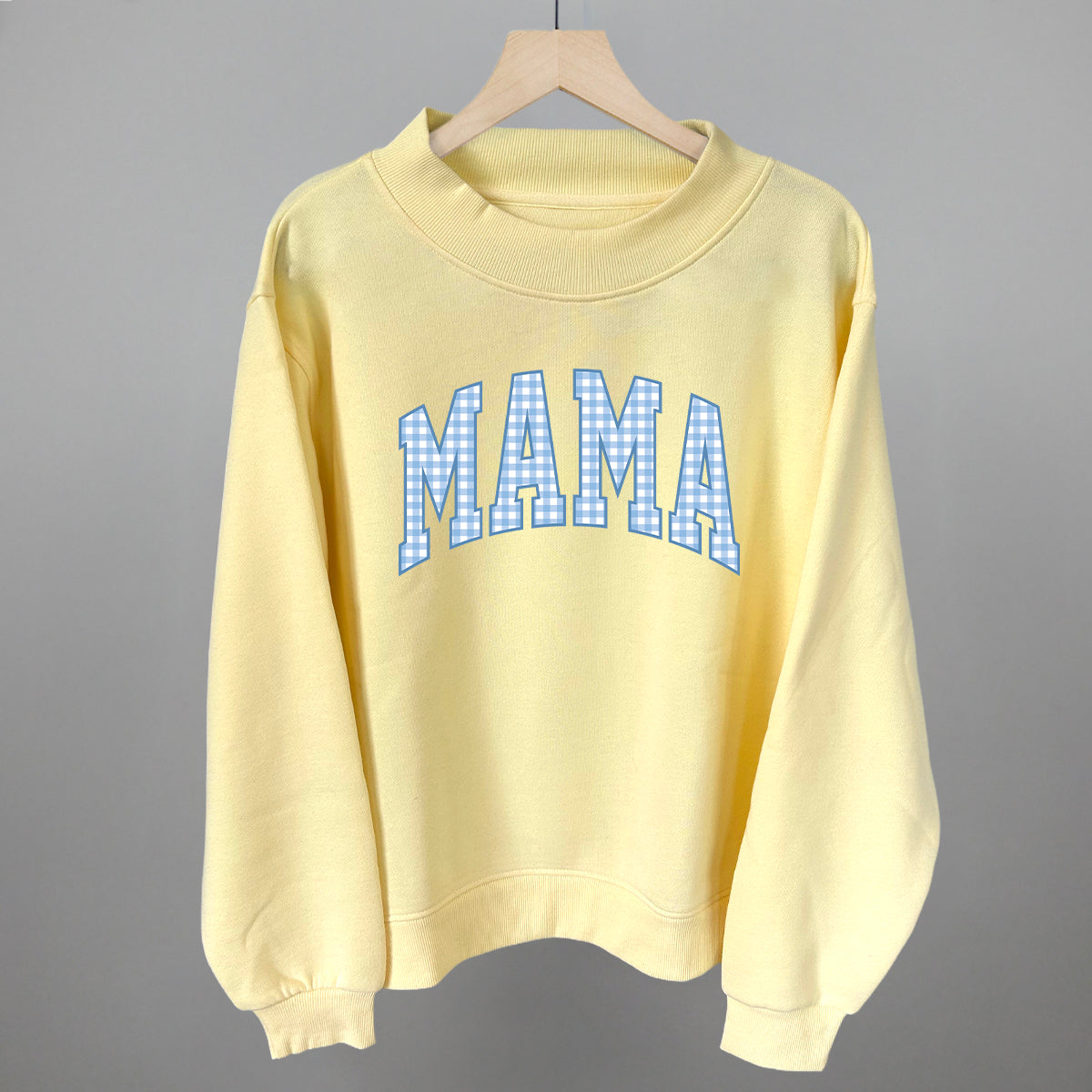 Mama Blue Gingham graphic top in Butter Yellow