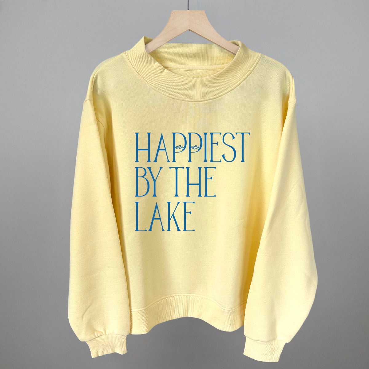 Happiest By The Lake graphic top in Butter Yellow