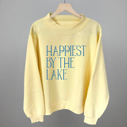 Happiest By The Lake graphic top in Butter Yellow