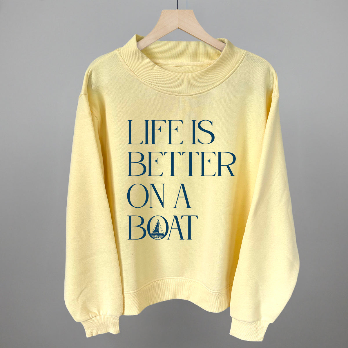 Life Is Better On A Boat graphic top in Butter Yellow