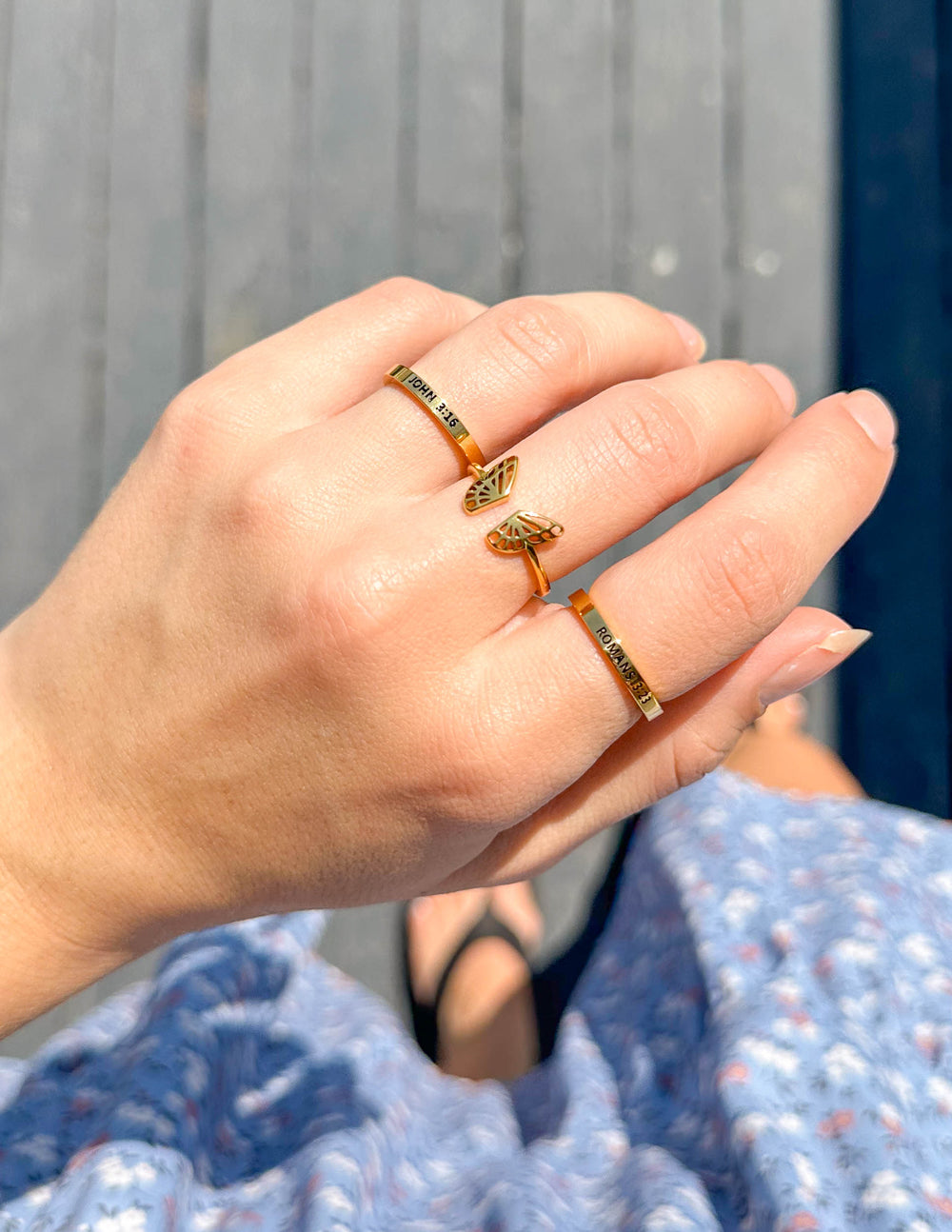 Stylish Elevated Faith Christian Jewelry Rings with Inspirational Designs on Two Hands