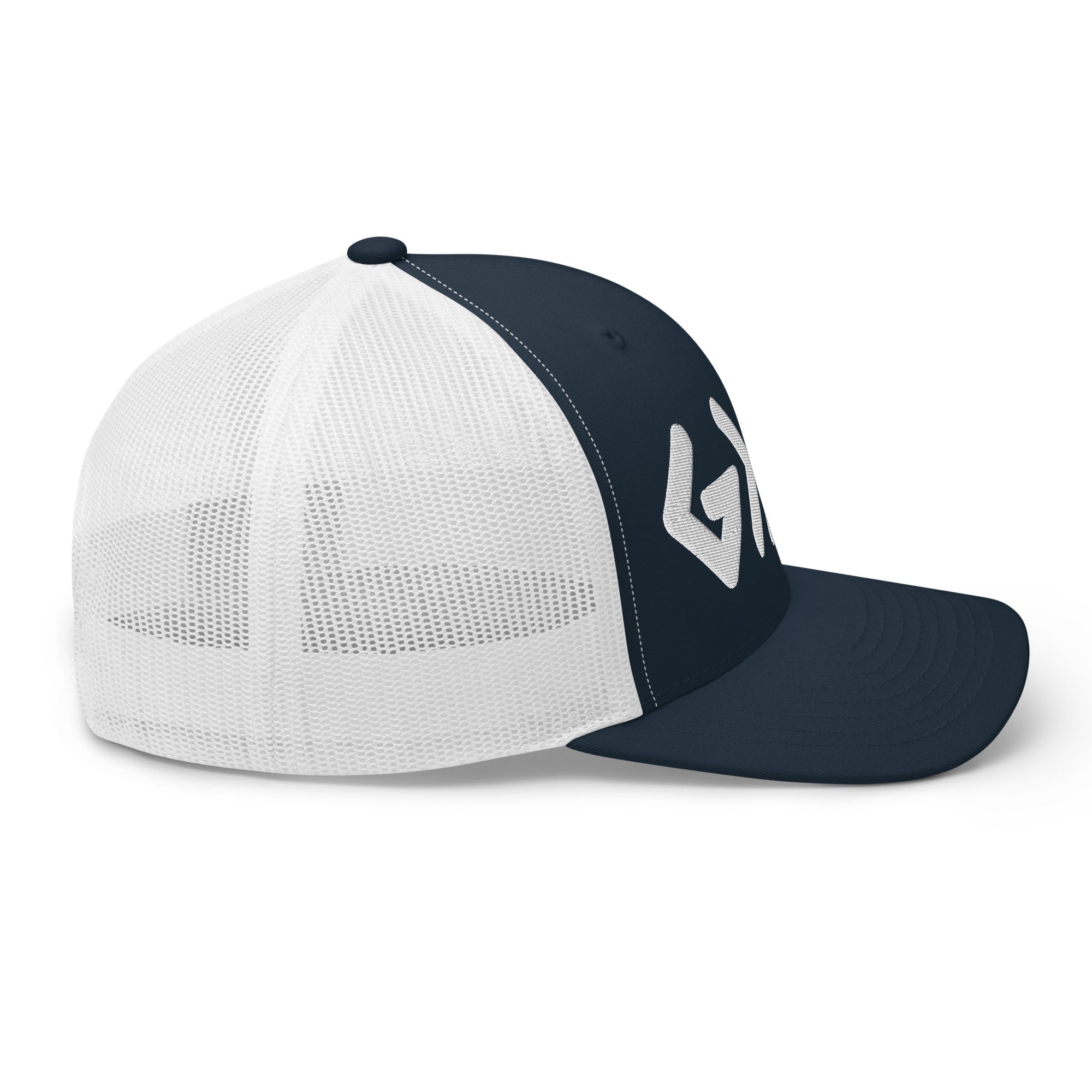 Navy Blue Christian Embroidered Hat with Mesh Back for Comfortable Wear
