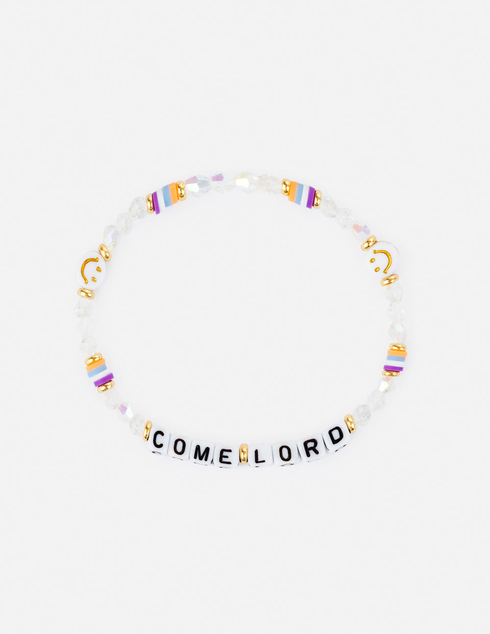 Colorful Christian Jewelry Bracelet with letters spelling 'Come Lord' and decorative beads