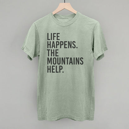 Life Happens The Mountains Help Funny Comfort Colors T-Shirt in Bay – Ivy + Cloth