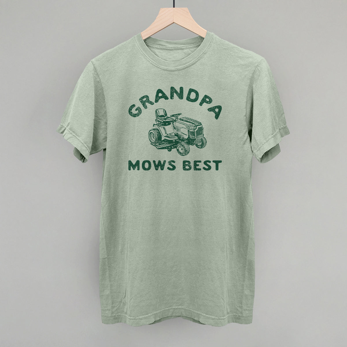 Grandpa Mows Best graphic Comfort Colors tee in Bay