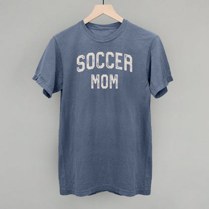 Soccer Mom Collegiate Distressed Funny Comfort Colors T-Shirt in Blue Jean – Ivy + Cloth
