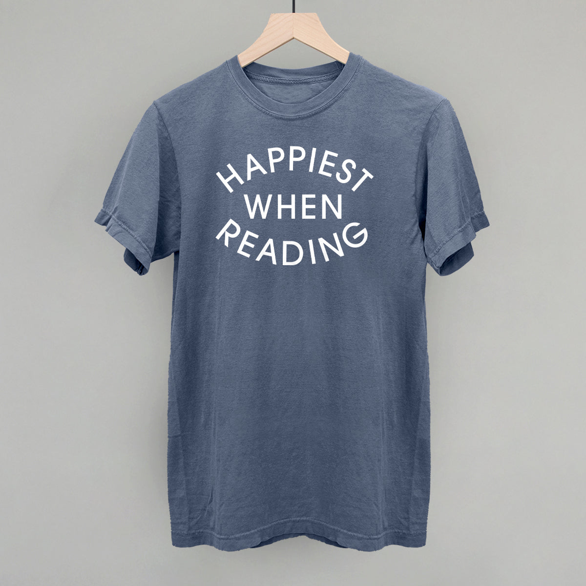 Happiest When Reading (White) Funny Comfort Colors T-Shirt in Blue Jean – Ivy + Cloth