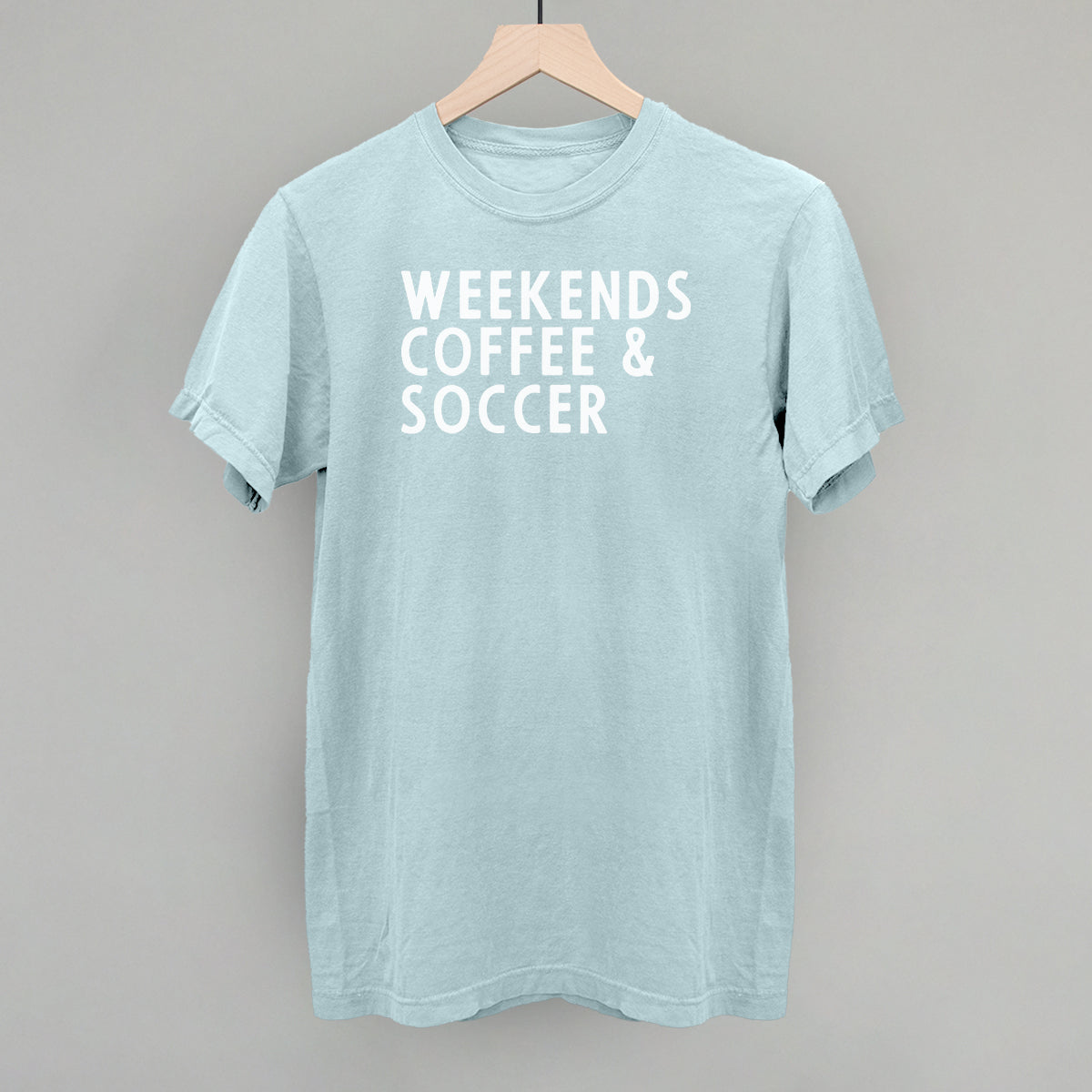 Weekends Coffee & Soccer Funny Comfort Colors T-Shirt in Chambray – Ivy + Cloth
