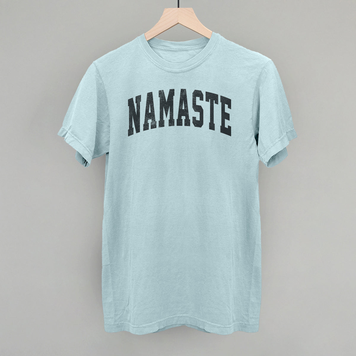 Namaste Yoga graphic Comfort Colors tee in Chambray