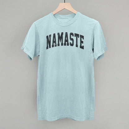 Namaste Yoga graphic Comfort Colors tee in Chambray