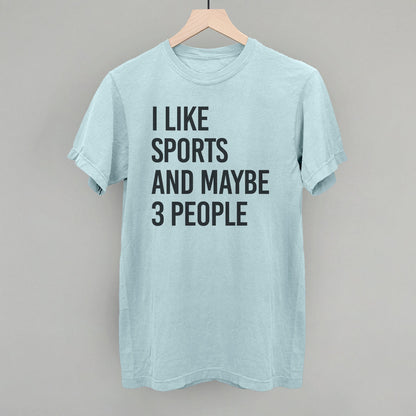 I Like Sports and Maybe 3 People graphic Comfort Colors tee in Chambray