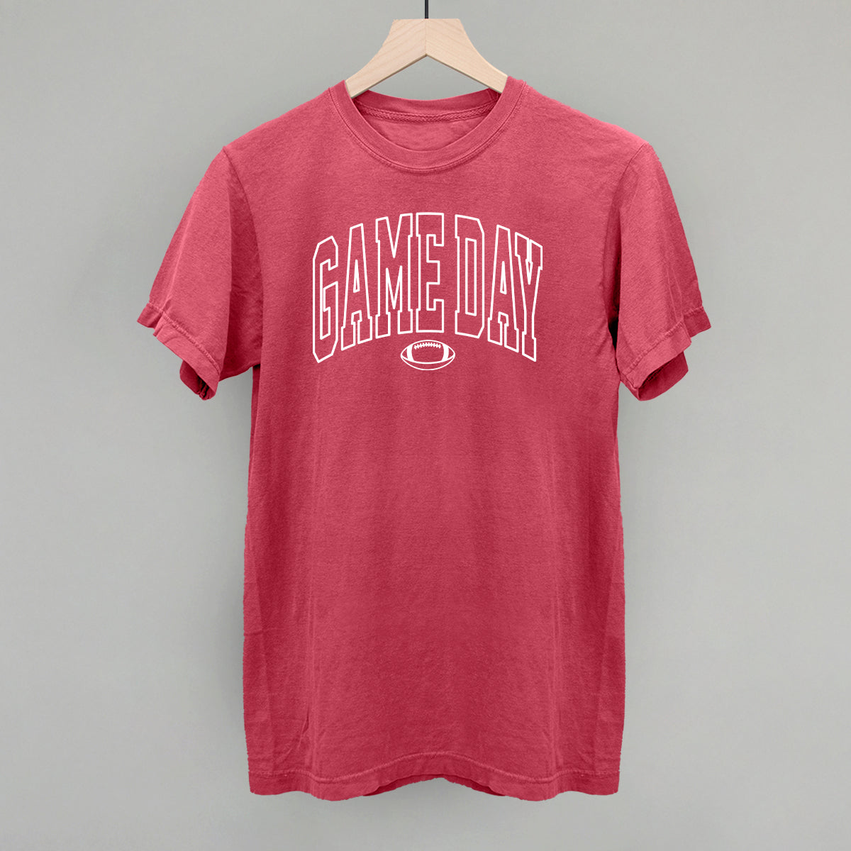 Game Day Outlined Arch Funny Comfort Colors T-Shirt in Crimson – Ivy + Cloth