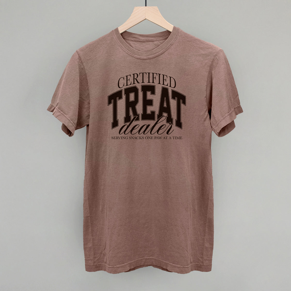 Certified Treat Dealer graphic Comfort Colors tee in Espresso