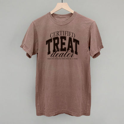 Certified Treat Dealer graphic Comfort Colors tee in Espresso