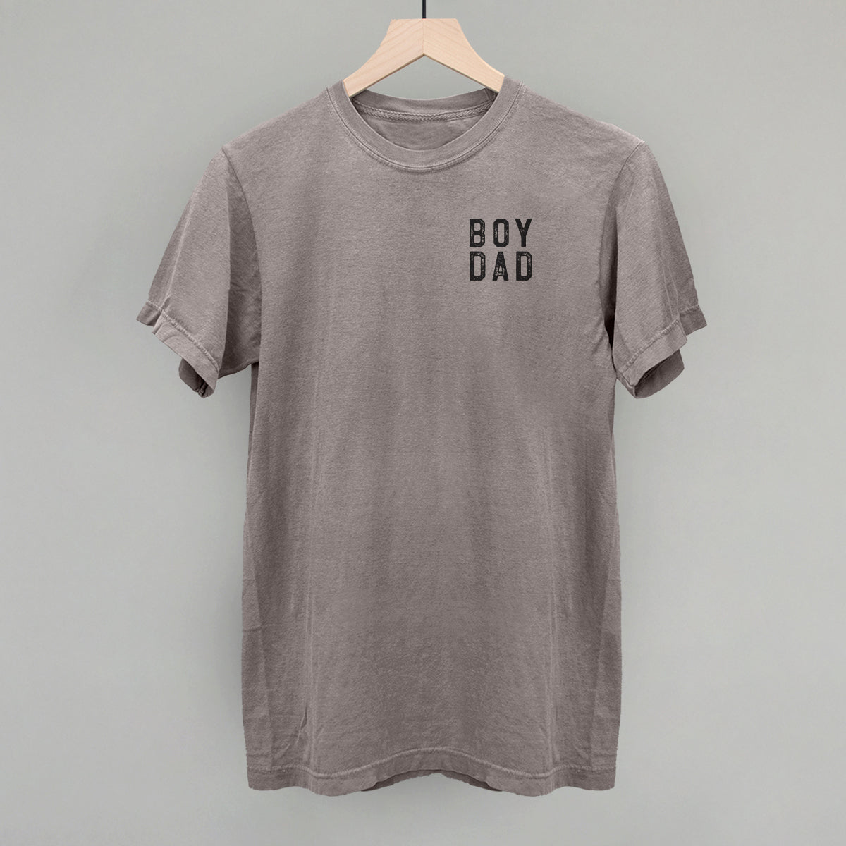 Boy Dad Block Letters (Left Chest) Funny Comfort Colors T-Shirt in Grey – Ivy + Cloth