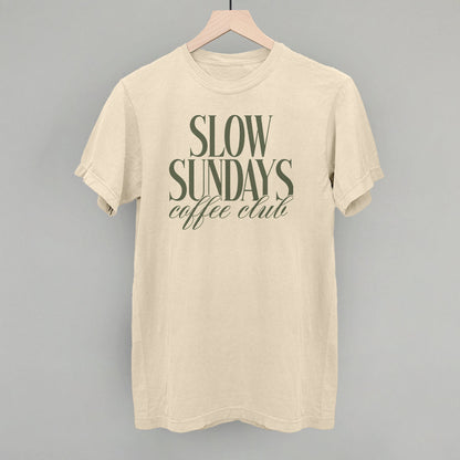 Slow Sundays Coffee Club graphic Comfort Colors tee in Ivory