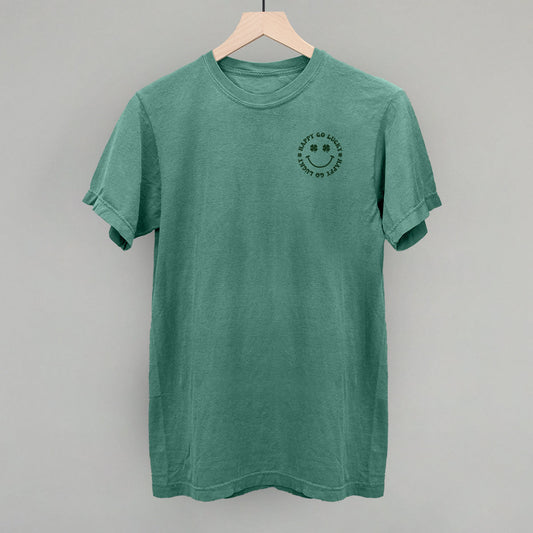 Happy Go Lucky Clover (Left Chest) Funny Comfort Colors T-Shirt in Light Green – Ivy + Cloth
