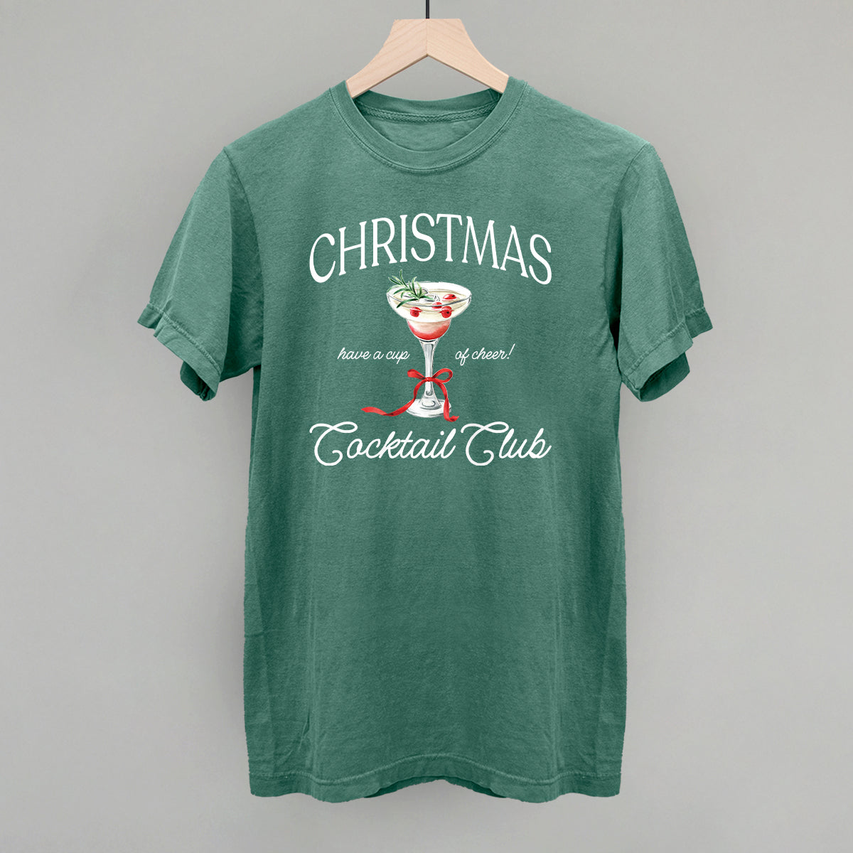 Christmas Cocktail Club Funny Comfort Colors T-Shirt in Light Green – Ivy + Cloth