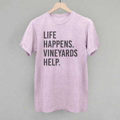 Life Happens Vineyards Help Wine graphic Comfort Colors tee in Orchid