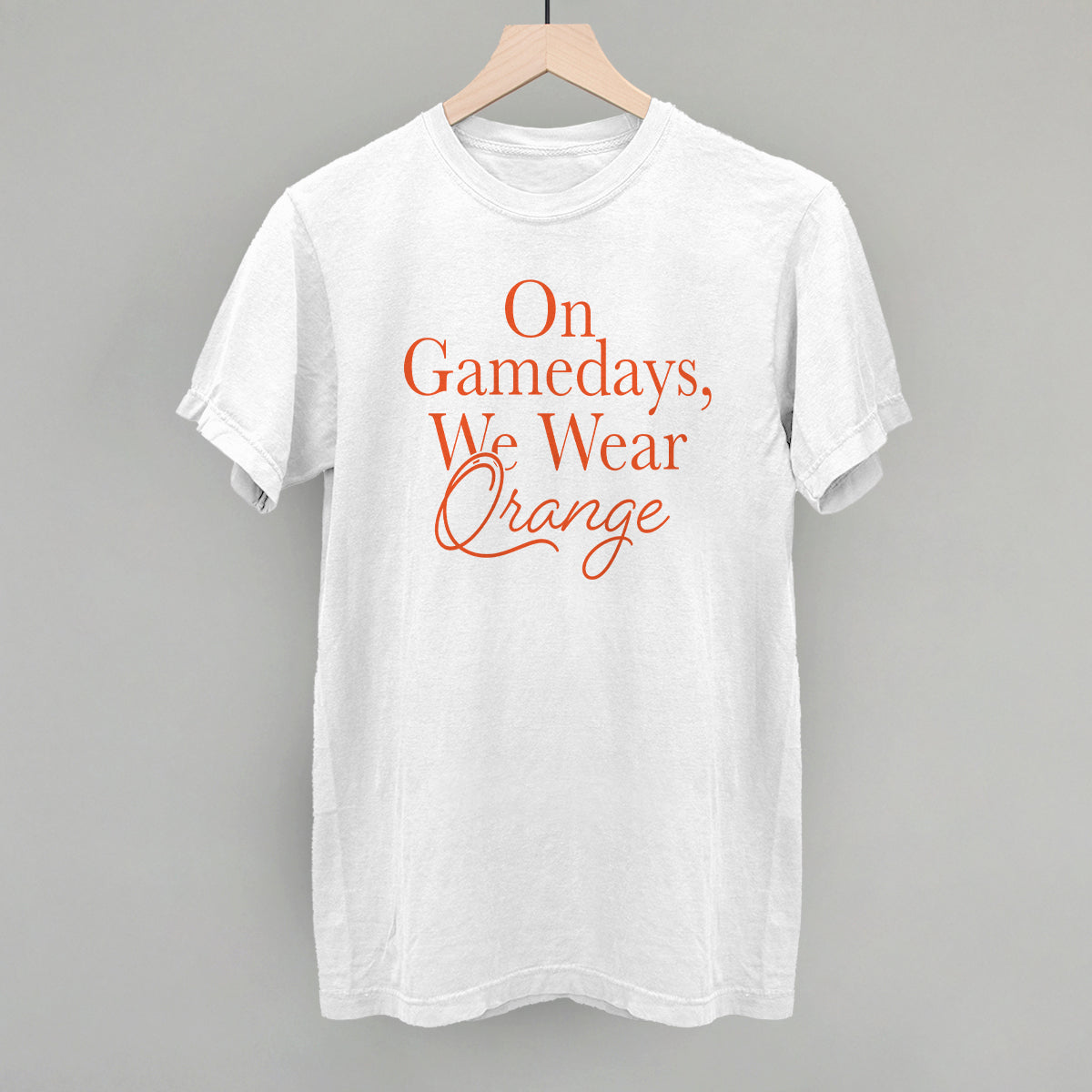 On Game Days We Wear Orange Football graphic Comfort Colors tee in White