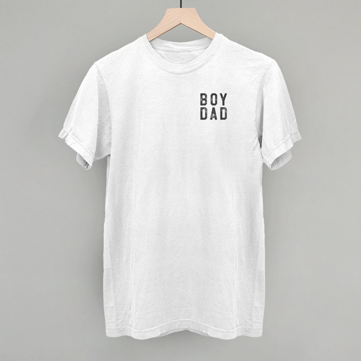 Boy Dad Block Letters (Left Chest) Funny Comfort Colors T-Shirt in White – Ivy + Cloth