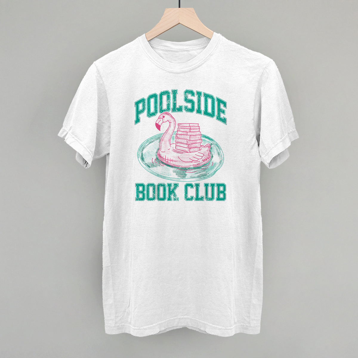 Poolside Book Club (Pink + Teal) Funny Comfort Colors T-Shirt in White – Ivy + Cloth