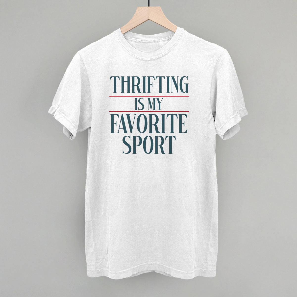 Thrifting Is My Favorite Sport graphic Comfort Colors tee in White
