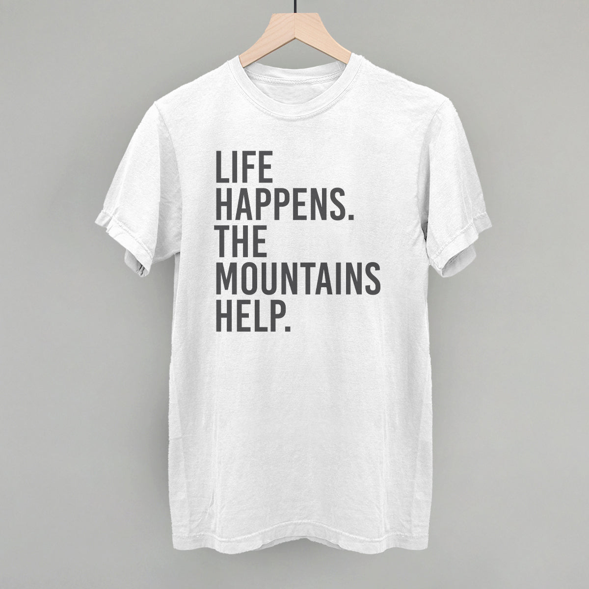 Life Happens The Mountains Help Funny Comfort Colors T-Shirt in White – Ivy + Cloth
