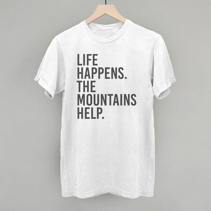 Life Happens The Mountains Help Funny Comfort Colors T-Shirt in White – Ivy + Cloth