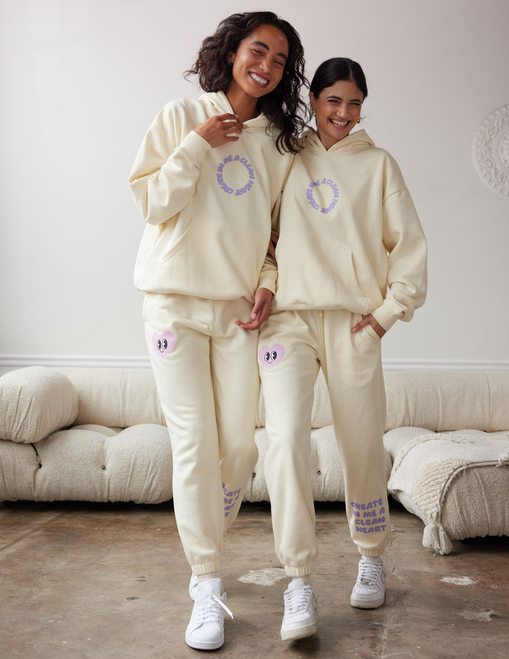 Elevated Faith Cream Sweatpants with Inspirational Quotes, part of Christian Apparel collection