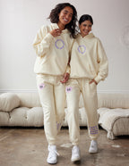 Elevated Faith Cream Sweatpants with Inspirational Quotes, part of Christian Apparel collection