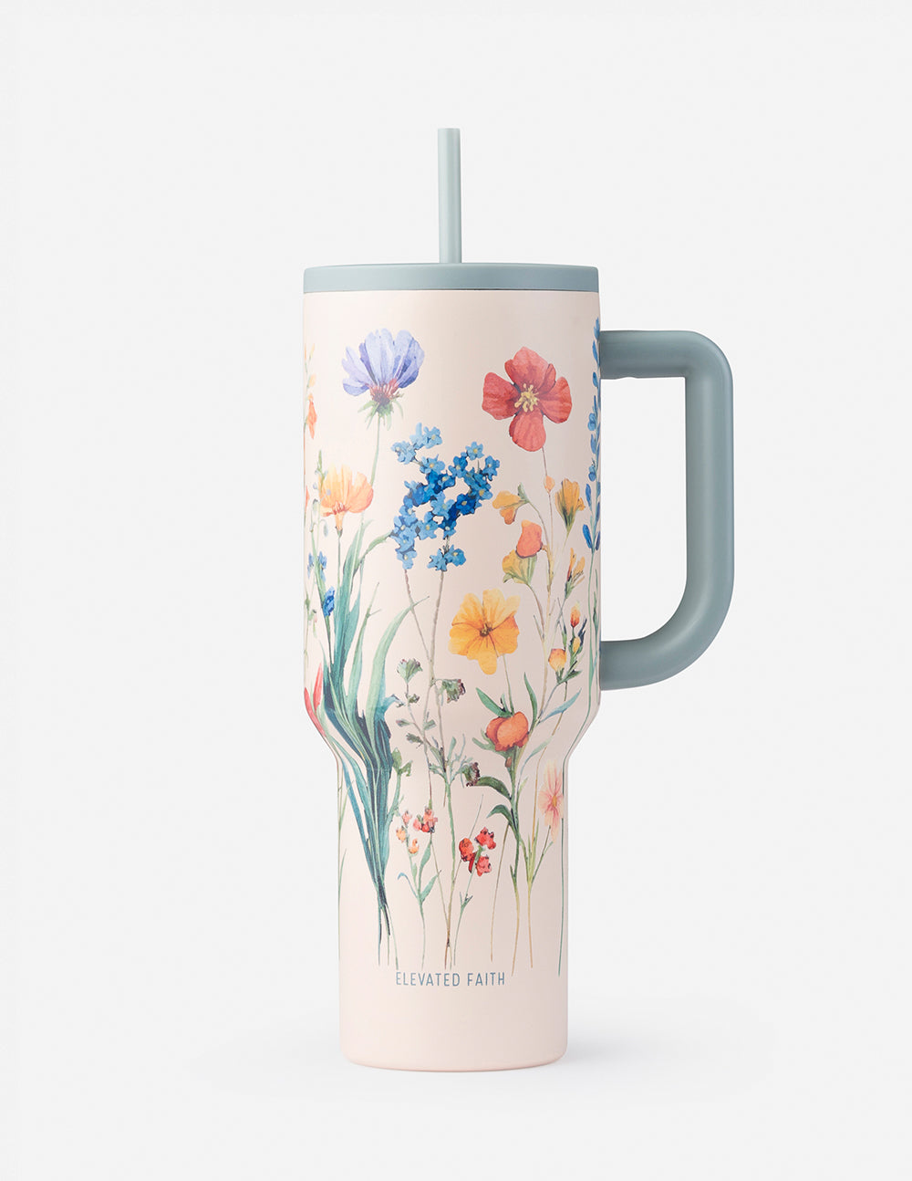 Elevated Faith Tumbler with Floral Design and Straw, perfect for Christian Gifts