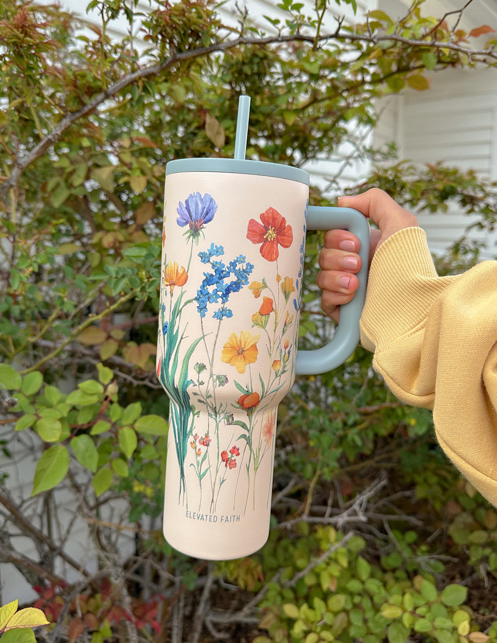 Elevated Faith Floral Tumbler with Straw, Perfect Christian Gifts for Everyday Use