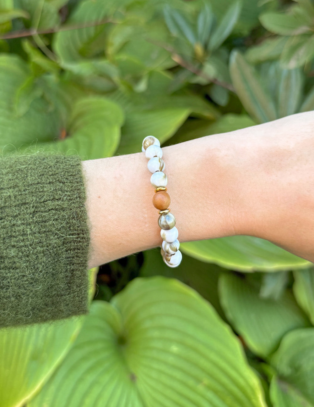 Elevated Faith Christian Jewelry Bracelet featuring natural stones on a flexible band for boho style