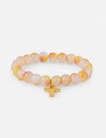 Elevated Faith Christian Jewelry Bracelet with Stone Beads and Gold Cross Charm