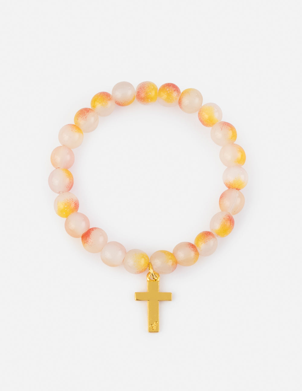 Elevated Faith Christian Jewelry Bracelet with Colorful Stone Beads and Gold Cross Charm