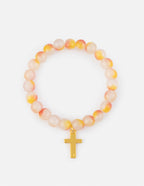 Elevated Faith Christian Jewelry Bracelet with Colorful Stone Beads and Gold Cross Charm