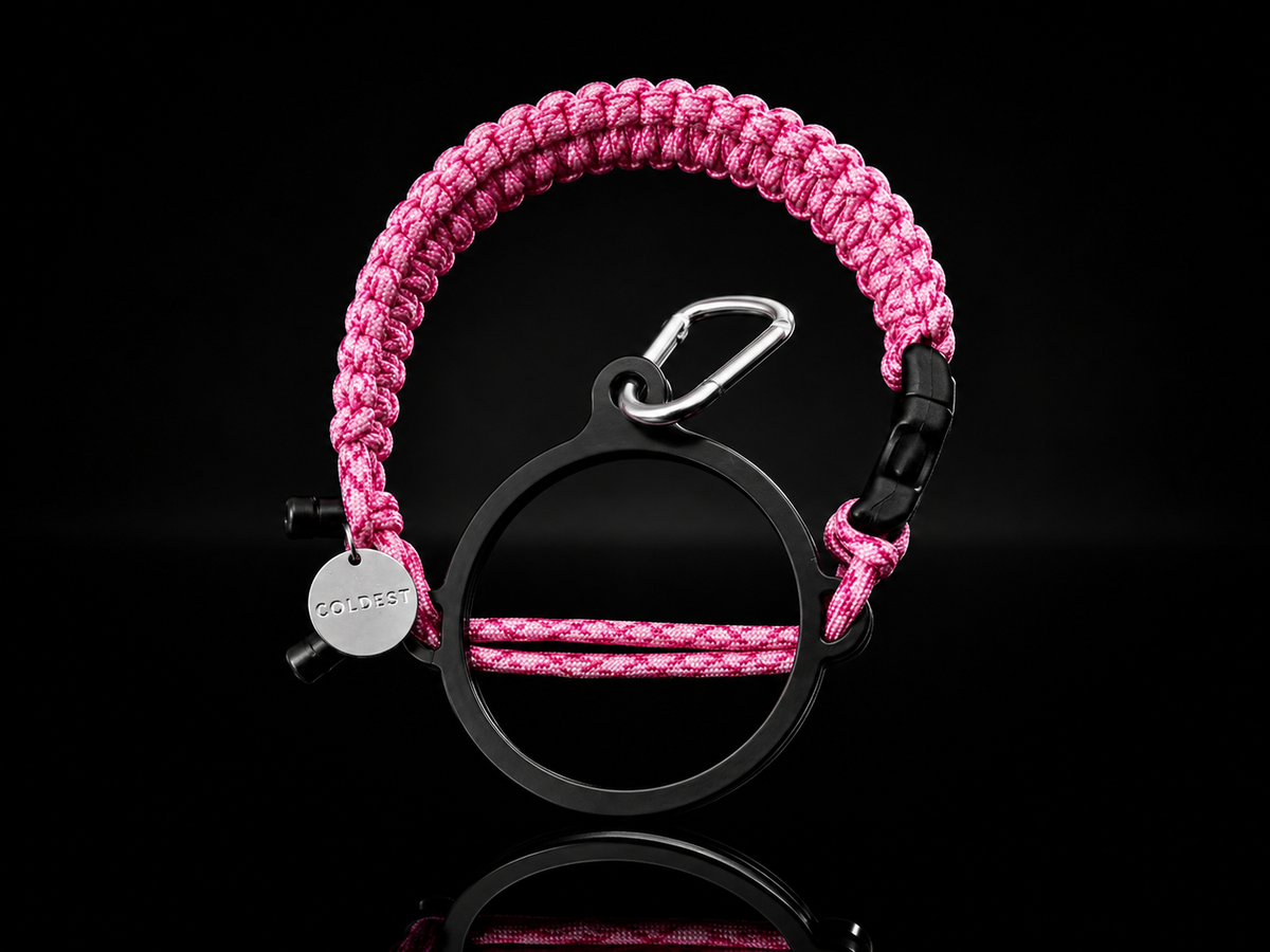 COLDEST paracord handle for wide mouth water bottles in Crossin' Pink