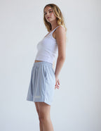 Elevated Faith Christian Shorts in light blue with a comfortable fit for active wear