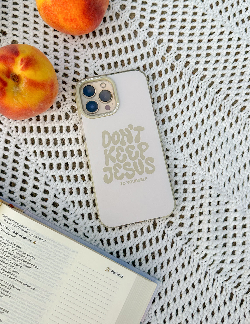 Christian iPhone Case with the message Don't Keep Jesus to Yourself on a textured surface