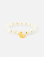 Elevated Faith Christian Jewelry Bracelet with White Stone Beads and Gold Charm
