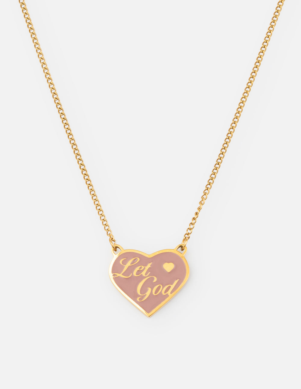 Gold Heart Necklace with 'Let God' Inscription, Ideal Piece of Christian Jewelry