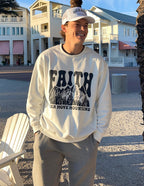 Christian Crewneck Sweatshirt featuring the phrase Faith Can Move Mountains in a stylish design