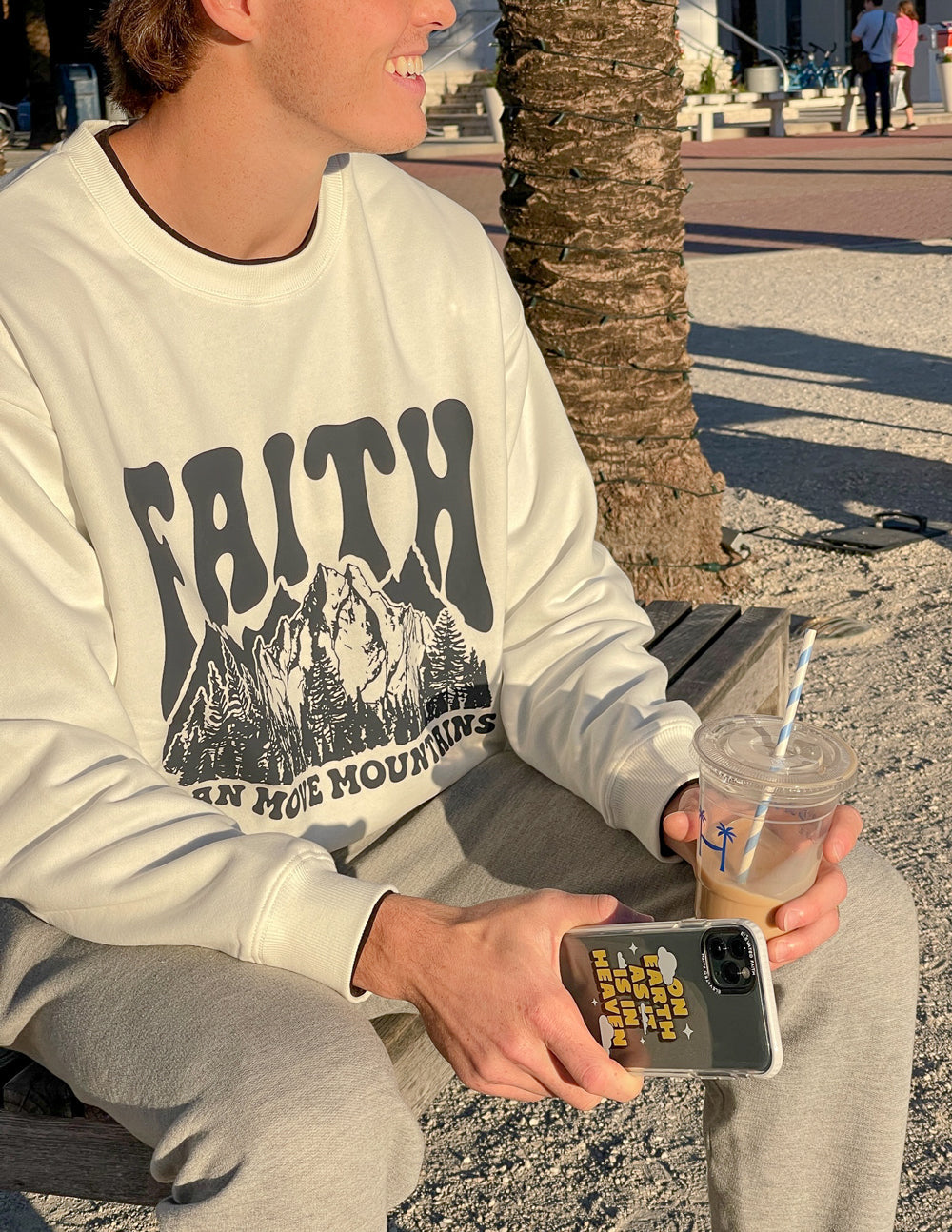 Comfortable Elevated Faith Christian Crewneck Sweatshirt featuring a mountain design for casual wear