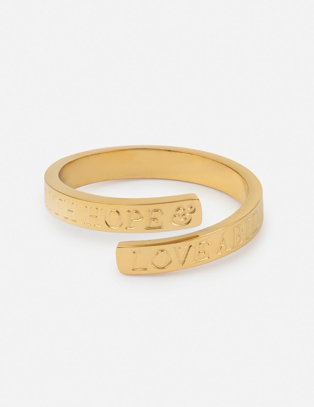 Elevated Faith Adjustable Gold Ring with Engraved Words of Faith for Christian Jewelry