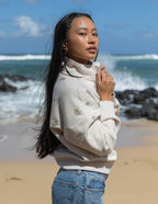 Elevated Faith Christian Jacket in Cream with Floral Embroidery Perfect for Casual Wear