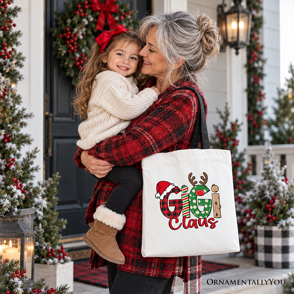 Gigi Claus Retro Christmas Tote Bag, Matching Family Holiday Gift Shopper