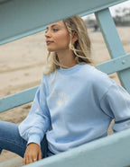 Blue Elevated Faith Christian Crewneck Sweatshirt with 'Free From Fear' Design for Casual Wear